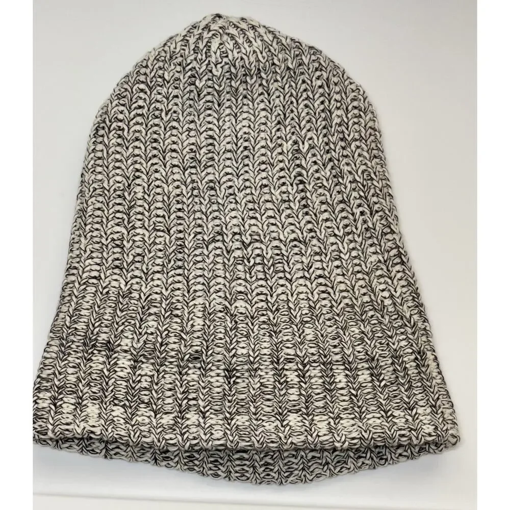 Love Your Melon Winter Beanie Chunky Knit Hat Unisex Oversize White Navy Speckle